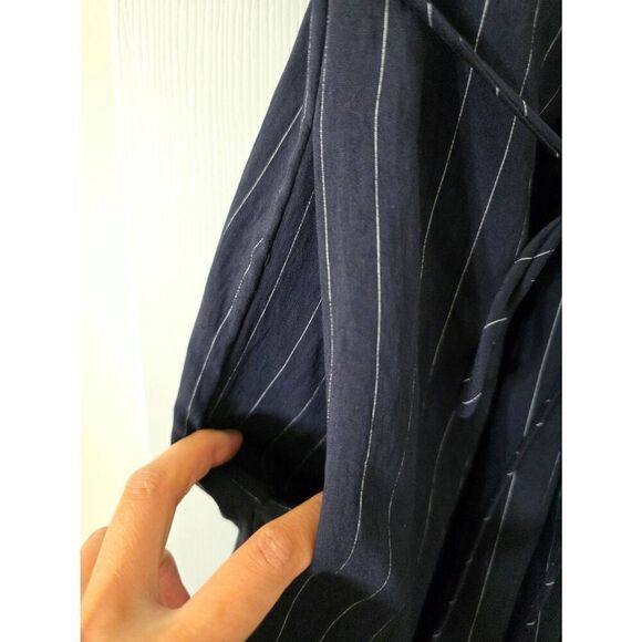 Vince Twist-Front Midi Halter Navy Striped Dress $395 NWT Sz M - Picture 5 of 10